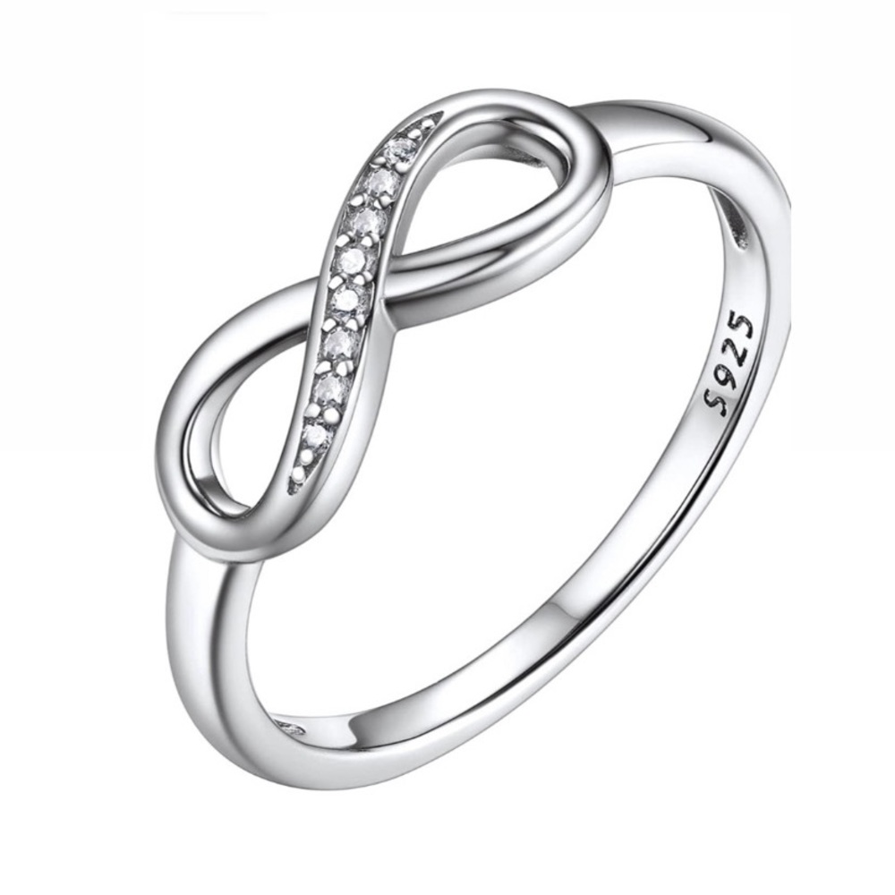S925 Sterling Silver Infinity Knot Ring Cubic Zirconia Ring sizes 4-12